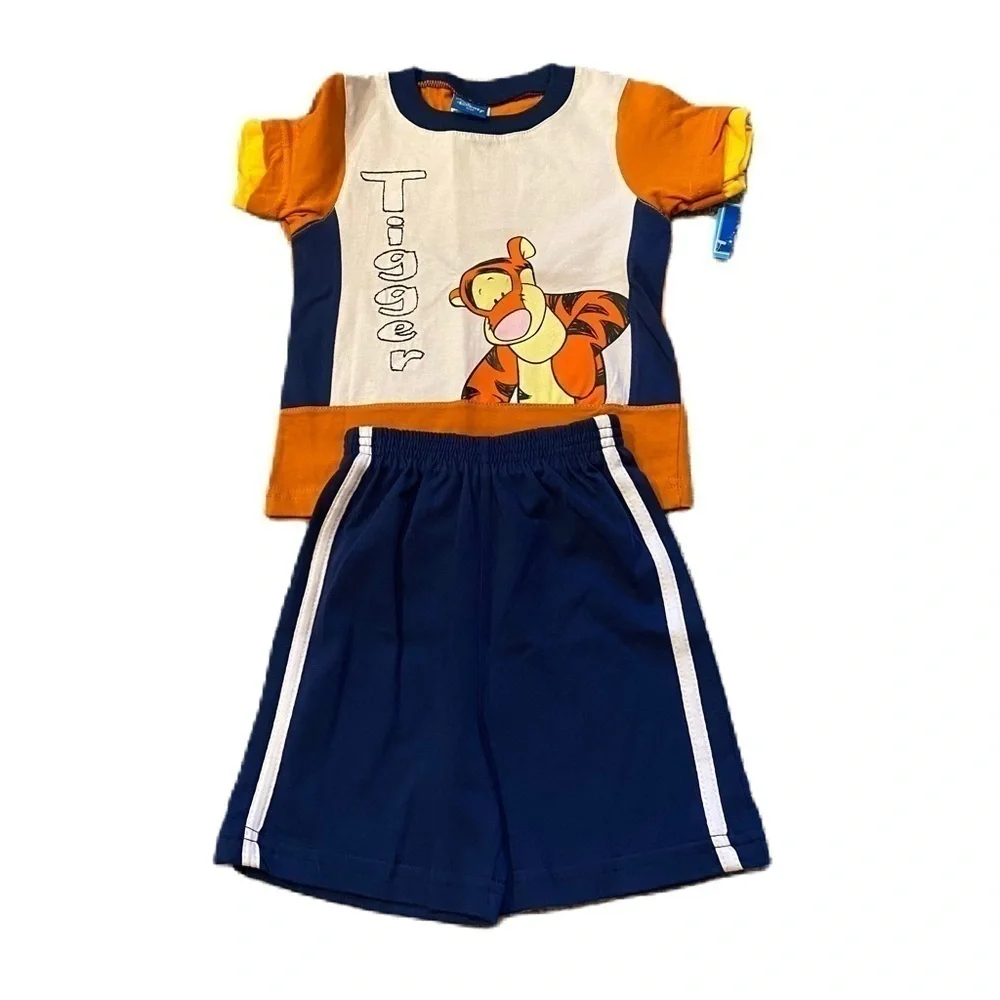 Vintage Tigger Matching Outfit T-shirt Shorts NEW 2T 90s Winnie the Pooh Orange